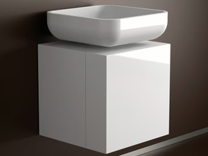 LEONARDO CUBUS WHITE JIMMY SMALL WHITE - Wooden vanity unit _ Glass Design